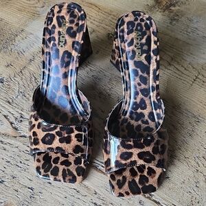 Patent Leopard Print Women's Heels